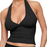 Stylish Deep V Backless Halter Top Slim Tank Top