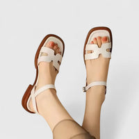 Elegant Kitten Heels Stylish Leather Strappy Sandals