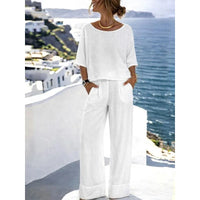 Relaxed wide leg trousers and top two piece matching set