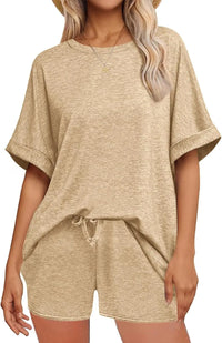 Relaxed oversized tee and shorts lounge set two piece matching set