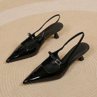Refined pointed toe slingback kitten heels for classy woman