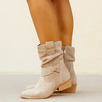 Relaxed Side Buckle Mid Calf Cowboy Boots for Women