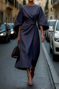 Elegant Belted Maxi Dress Flowy Cinched Waist
