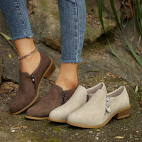 Refined Side Zip Low Heel Ankle Boots