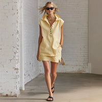Relaxed hooded shorts set two piece matching set for women