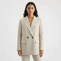 Oversized Longline Double-Breasted Blazer with Peak Lapel
