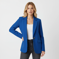 Fitted Single-Button Blazer with Notch-Lapel and Flap Pockets