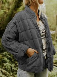 Stylish Oversized Quilted Bomber Jacket for Women
