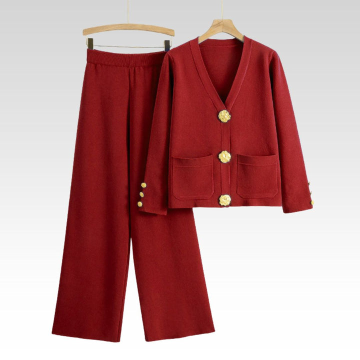 Kathleen | Elegant Knit Set with Gold Buttons