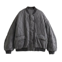 Stylish Gray Oversized Bomber Jacket for Women