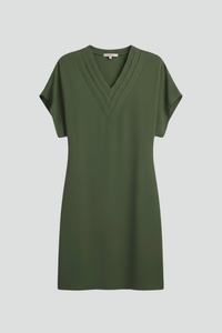 Relaxed V Neck Short Sleeve Sweater Dress