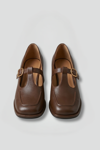 Square-Toe Block Heel Mary Jane Shoes with T-Strap