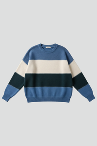 Women's Relaxed Striped Knit Sweater with Long Sleeves