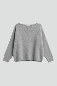 Women's Relaxed Knit Sweater with Wide-Neck and Drop-Shoulder