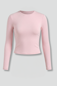 Pullover Long-Sleeve Top with Round-Neck for Women