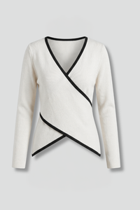 Asymmetric Wrap Long-Sleeve Top with V-Neck for Women