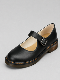 Round-Toe Mary Jane Flats with Cushioned Sole