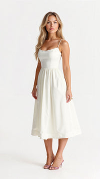 Elegant Flowy A-Line Midi Cocktail Dress