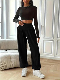 Effortless High Waisted Baggy Black Sweatpants