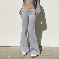 Relaxed Low Rise Fold Over Flare Sweatpants