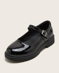 Glossy Leather Mary Jane Loafers with Cushioned Sole