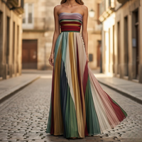 Elegant Strapless Pleated Maxi Dress