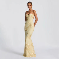 Elegant Floral Embellished Maxi Dress Wedding Guest