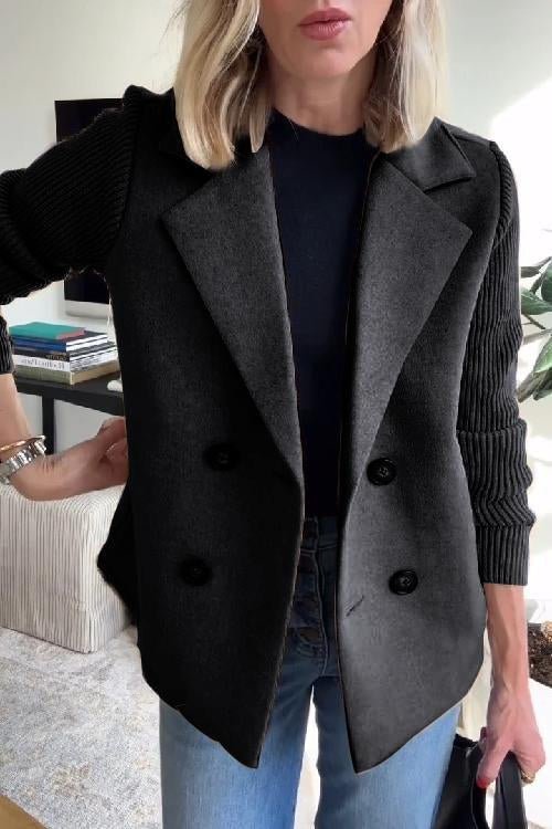 Amara - Elegant Knit-Sleeve Blazer