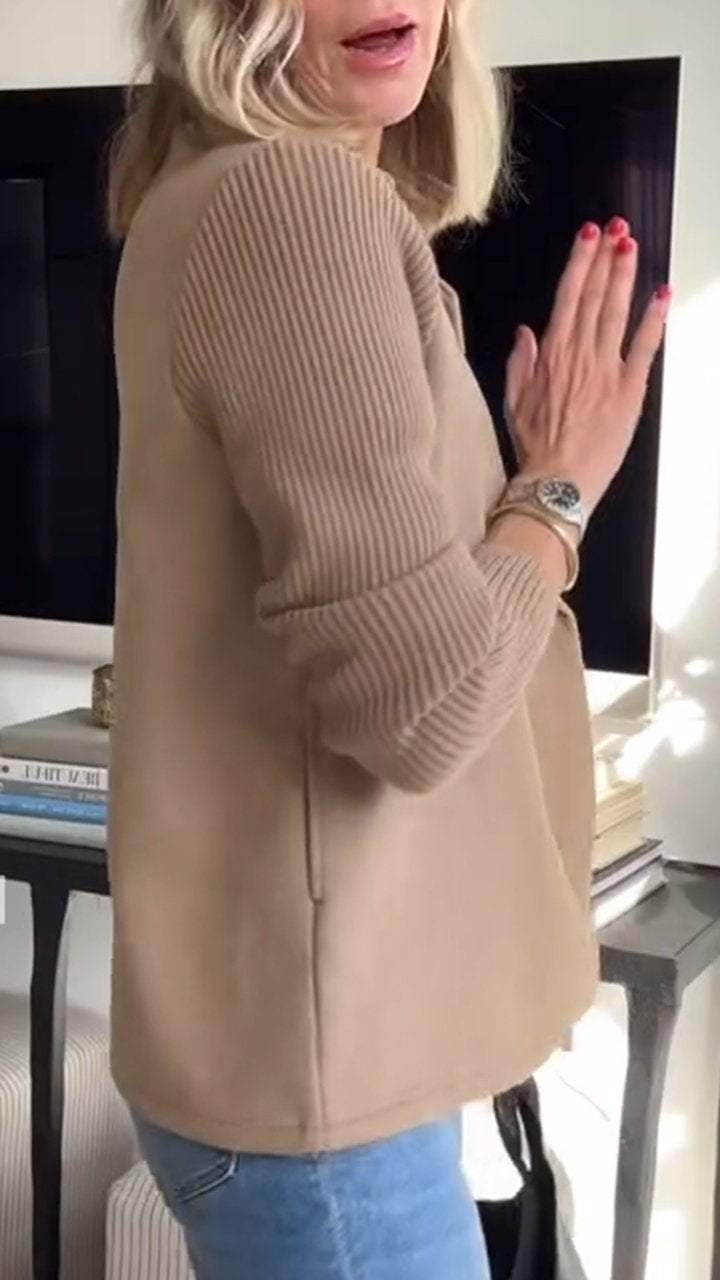 Amara - Elegant Knit-Sleeve Blazer