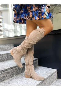 Elegant Knee High Boots Low Heel Zip