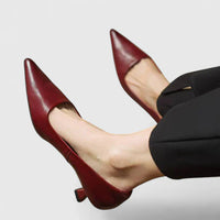 Refined Pointed Toe Slingback Kitten Heels