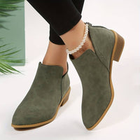 Elegant Perforated Slip On Ankle Boots