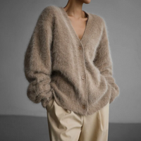 Effortless Oversized V Neck Button Front Cardigan