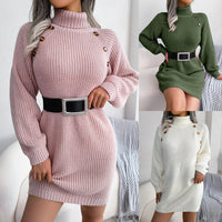 Stylish Fitted Long Sleeve Knit Sweater Dress