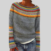 Relaxed Fair Isle Knit Pullover Sweater