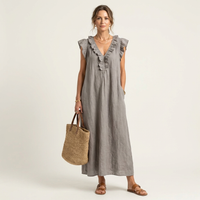 Effortless Ruffle V Neck Dress | Maxi