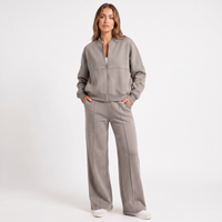 Stylish Tailored Jacket and Wide Leg Pants Matching Set