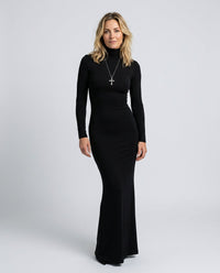 Fitted Long-Sleeve Formal Maxi Dress