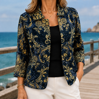 Stylish Open Front Baroque Print Lightweight Jacket