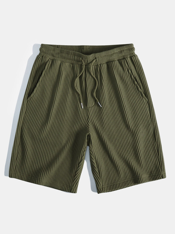 Drawstring Knitted Waffle Shorts