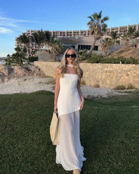 Elegant Asymmetrical Layered Maxi Dress Sleeveless