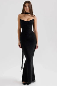 Elegant Strapless Corset Prom Maxi Dress
