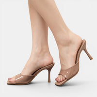 Elegant Patent Square Toe Stiletto Kitten Heels