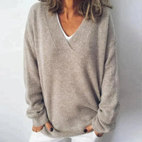 Stylish V Neck Relaxed Knit Pullover Sweater