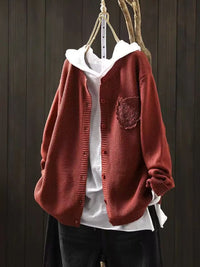 Relaxed Oversized Button Front Knit Cardigan Sweater