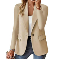 Stylish Single Button Notched Lapel Blazer for Women