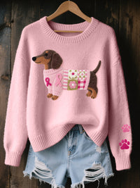 Relaxed Dachshund Knit Pullover Sweater