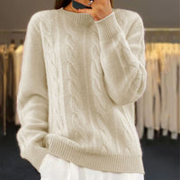 Relaxed Crewneck Cable Knit Fall Sweater