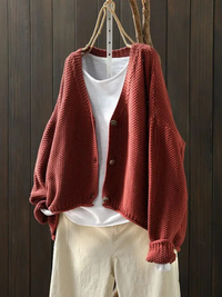 Stylish Oversized V Neck Chunky Knit Cardigan Sweater