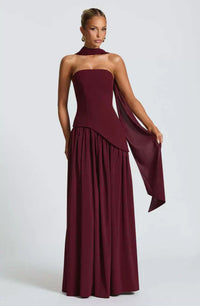 Elegant Strapless Formal Maxi Dress Evening